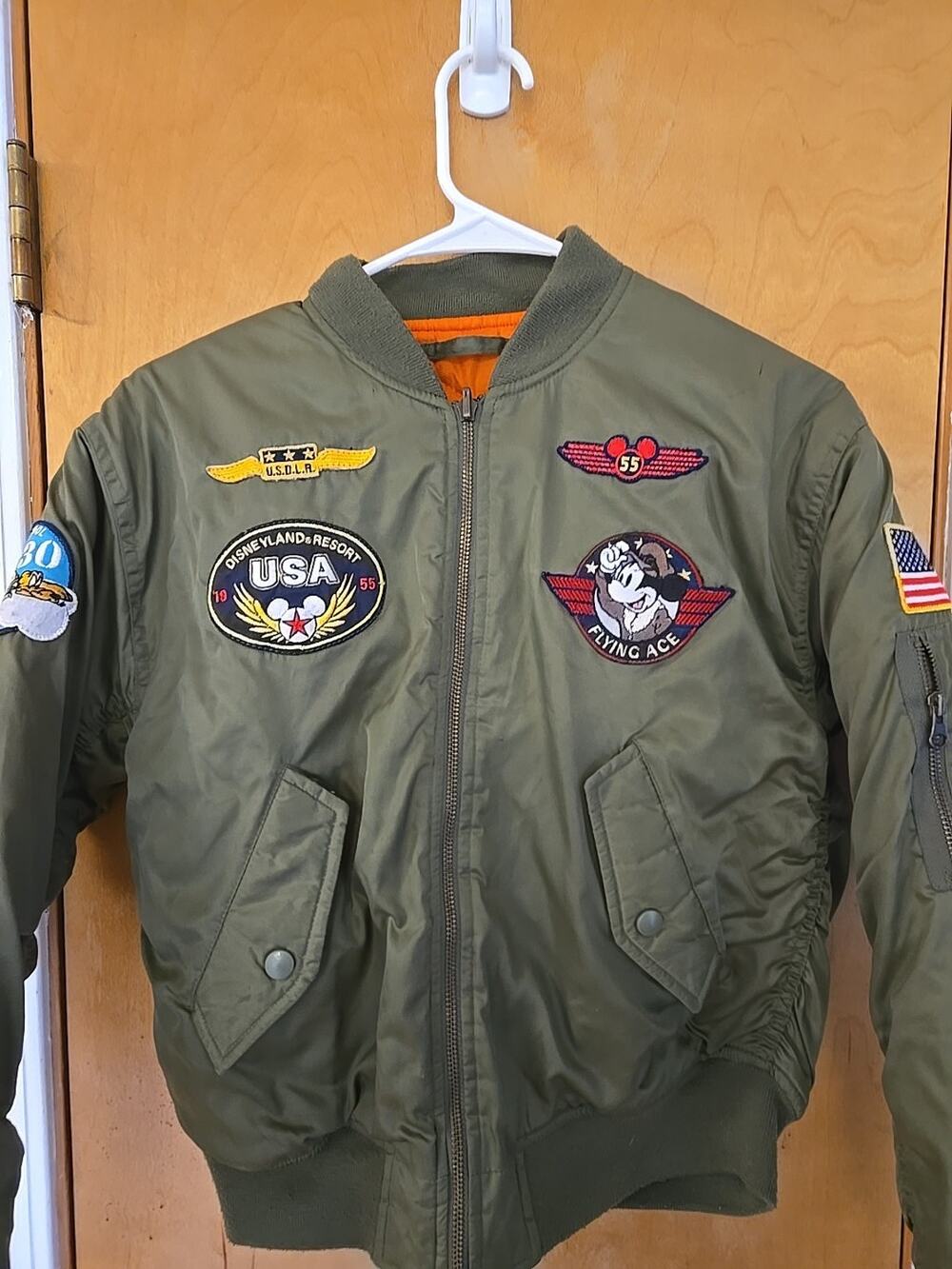 Disneyland Resort Mickey Jacket Flying Ace Size L Reversible Bomber Boys Vintage